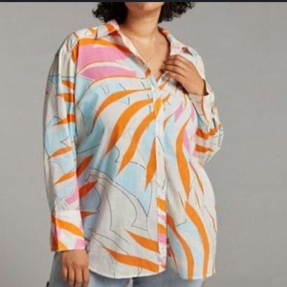 Maeve tropical button down top NWT - Picture 2 of 4